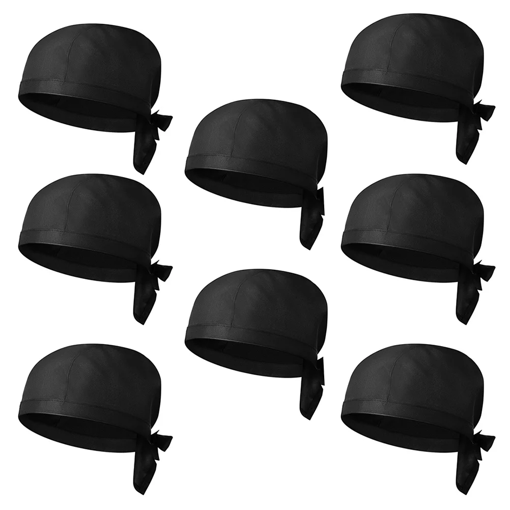 Chapeaux de Chef noirs, casquette de cuisine unisexe au Design classique, résistant à l'huile, uniforme de cuisine professionnel, 8 pièces