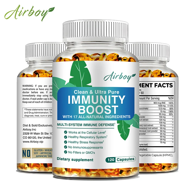 

Immunity Boost Capsules - Contains Vitamin C, Zinc, and Elderberry Extract To Immune Health Support and Enhances Cellular Energy
