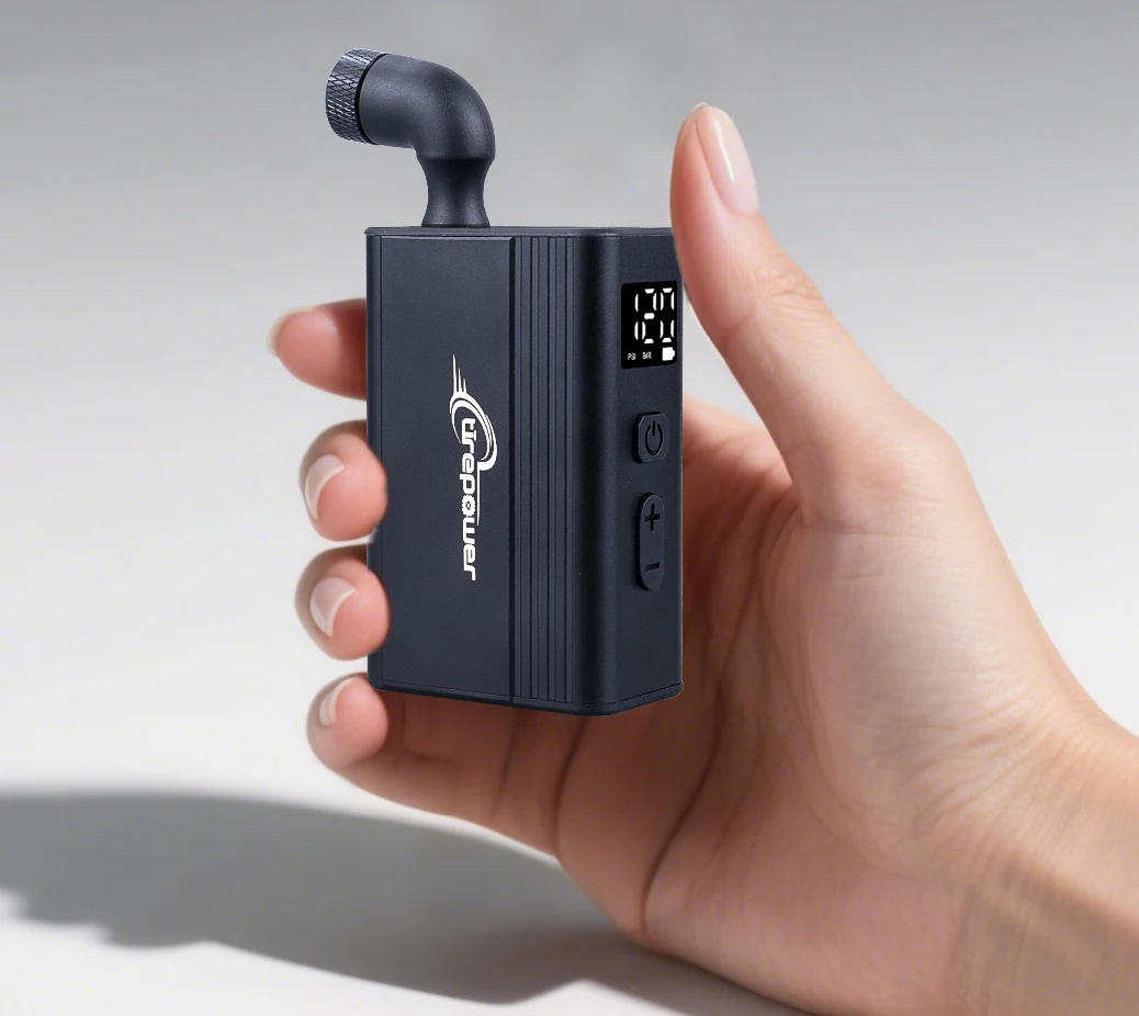 

Tirepower 120 PSI Portable Pocket Bike Electric Air Pump With Digital Pressure MINI Fast Rechargeable Compressor Tire Inflator