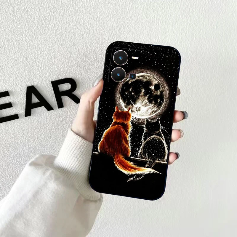 

Black Cat Phone Case for VIVO Y53S Y33S Y22S Y11S Y31 Y21 Y70 Y20 Y21S Y72 Y35 Y51 Y01 V23E V21 V23 V21E Funda
