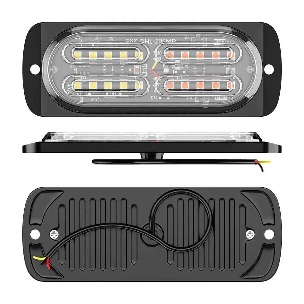 1 Pcs Ultra Slim LED Strobe Light 12-24V Sync Flashing Warning Beacons Amber White Surface Mount for Trucks Cars Safety Light