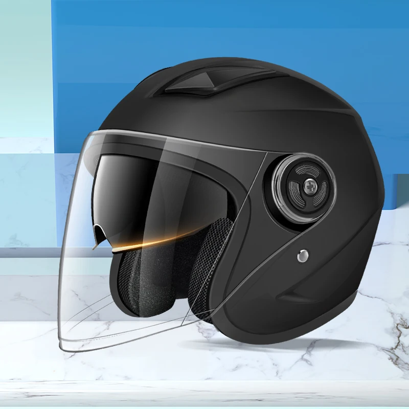 

Retro 4/3 half helmet motorcycle helmet men's and women's scooters riding warm helmet electric bike accessories