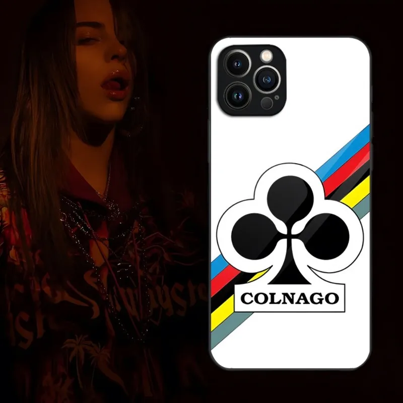 Phone Case For IPhone 14 Pro 13 12 11 Mini X XS XR Max 6 8 7 Plus SE 2020 2022 Colnago Bick Bling Glass Design Cove