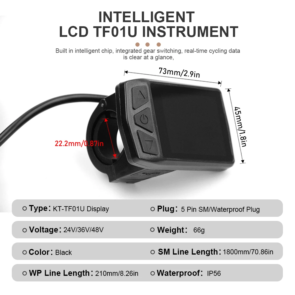 

Ebike Display KT LCD TF01U(with USB) 24V 36V 48V Electric Bike Kunteng Intelligent Control Panel Display For e-Bike Accessory