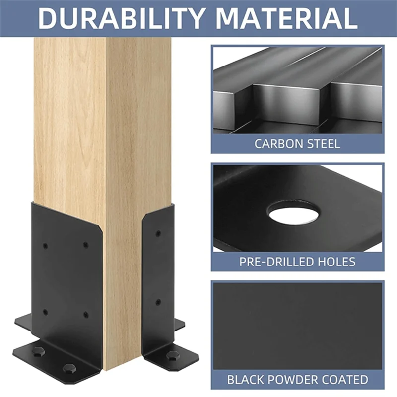 A95I-Wood Fence Post Base Support Bracket(4Pcs), Fits 2X4, 4X4, 6X6 Posts- Adjustable Base Bracket For Pergola, Mailbox