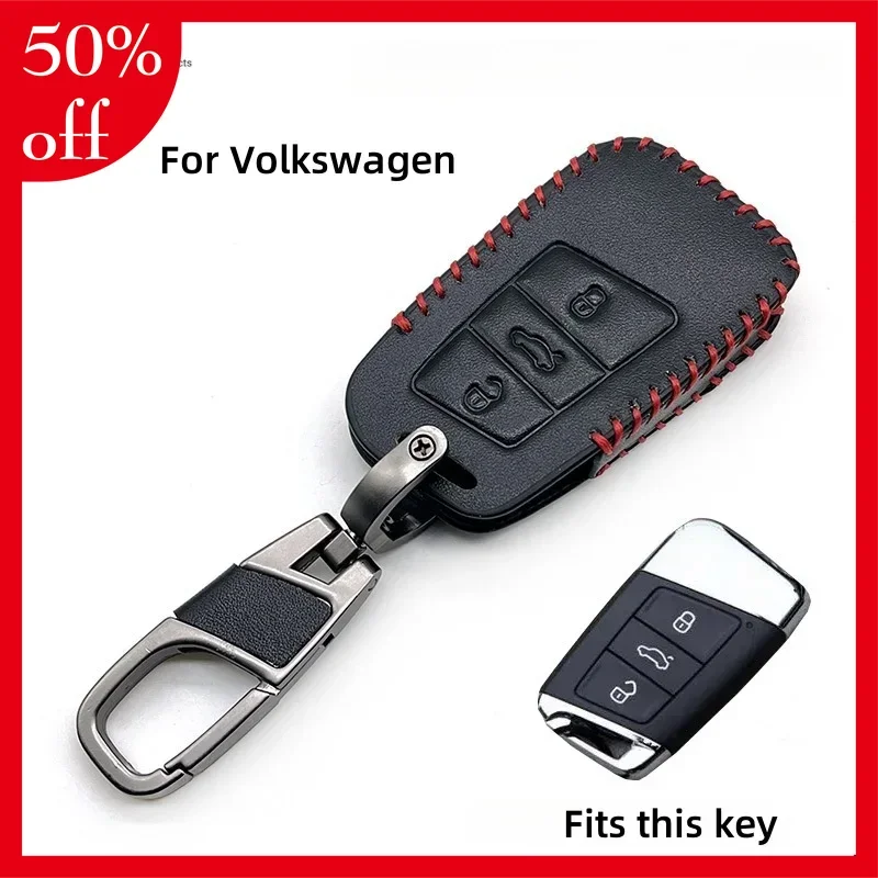 For Volkswagen Key Bag Key Protecto Holder Sagitar Lavida Lamando Bora Tiguan T-ROC Magotan Passat Tharu Dermis Hand-sewn  Key