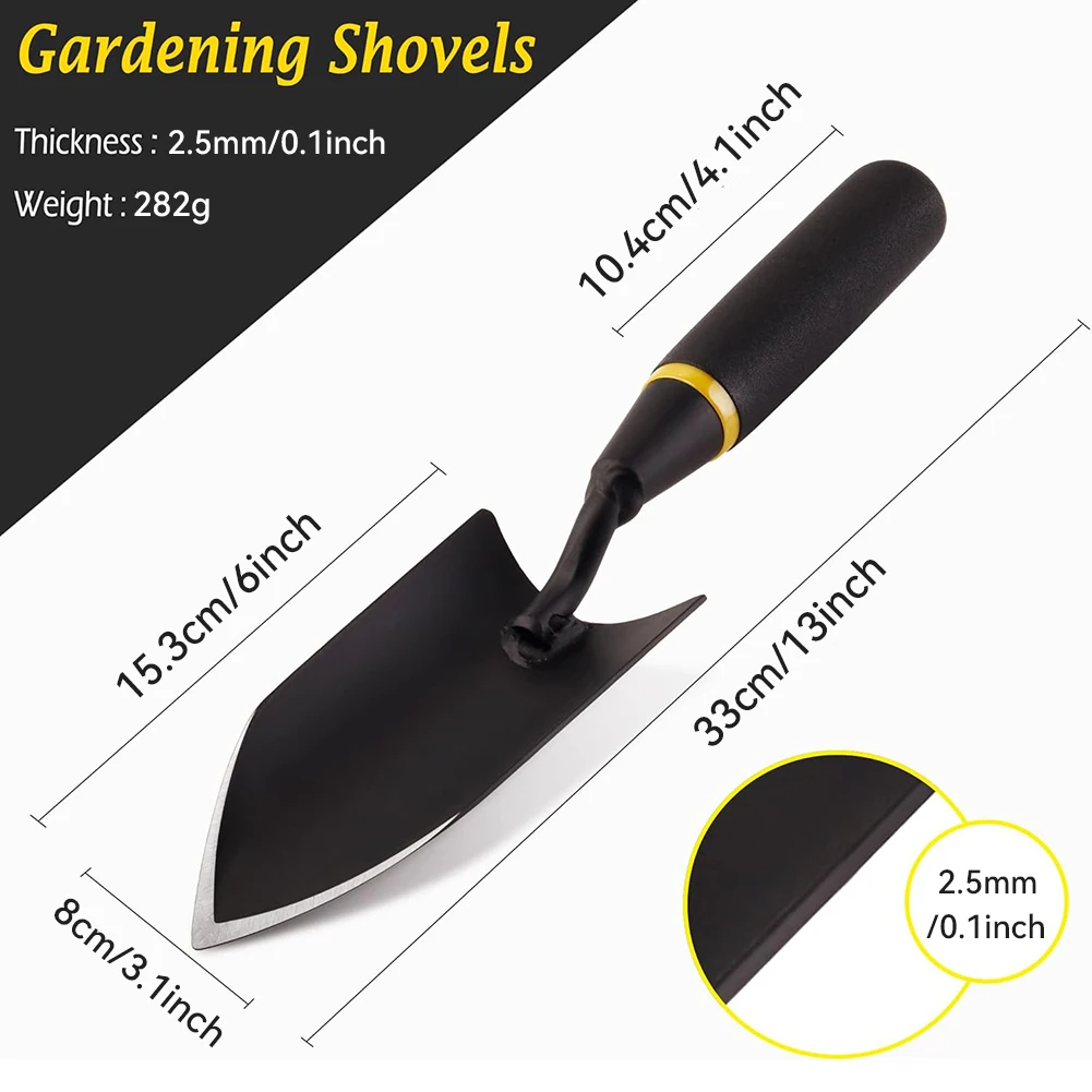 Garden Shovel, Heavy-Duty Manganese Steel Super Hard Garden Trowel, Bend-Proof Hand Shovel with Rubber Handle, Garden Trowel Too