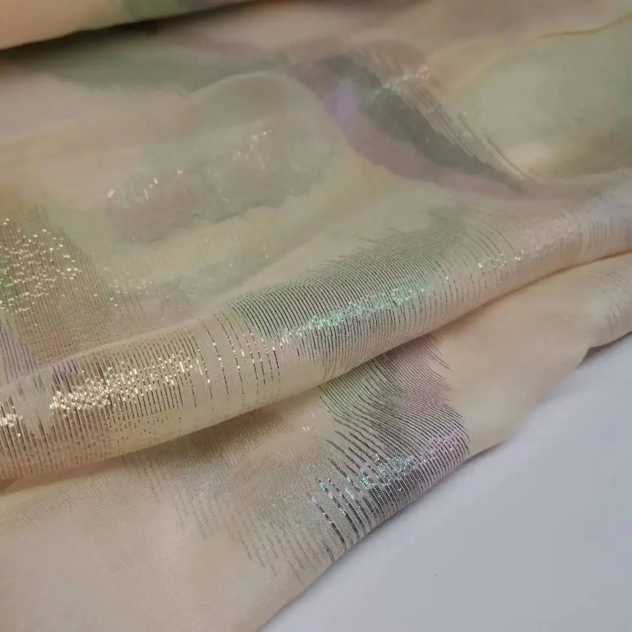 Colorful Silk Brocade Shimmer Metallic Jacquard Shiny Saree Scarf Fabric DIY Sewing Material