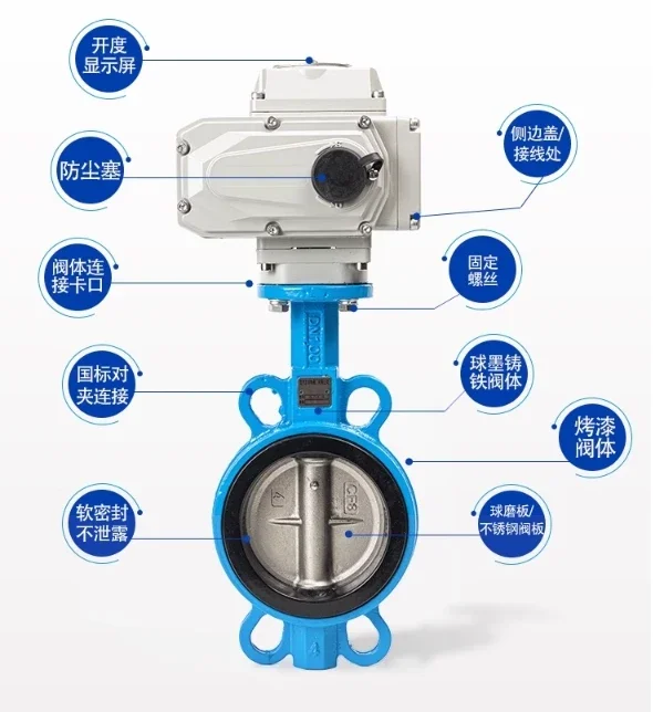 Electric Flange Butterfly Valve D971X-16 Clamp Soft Seal Water Valve Actuator Valve DN50 65 80 200