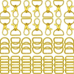 Metal Buckle Kits Lobster Clasp Hooks Plated Gold Silver Middle Slide Buckle D-Ring Carabiner Snap For Key Chain Handbag Belt