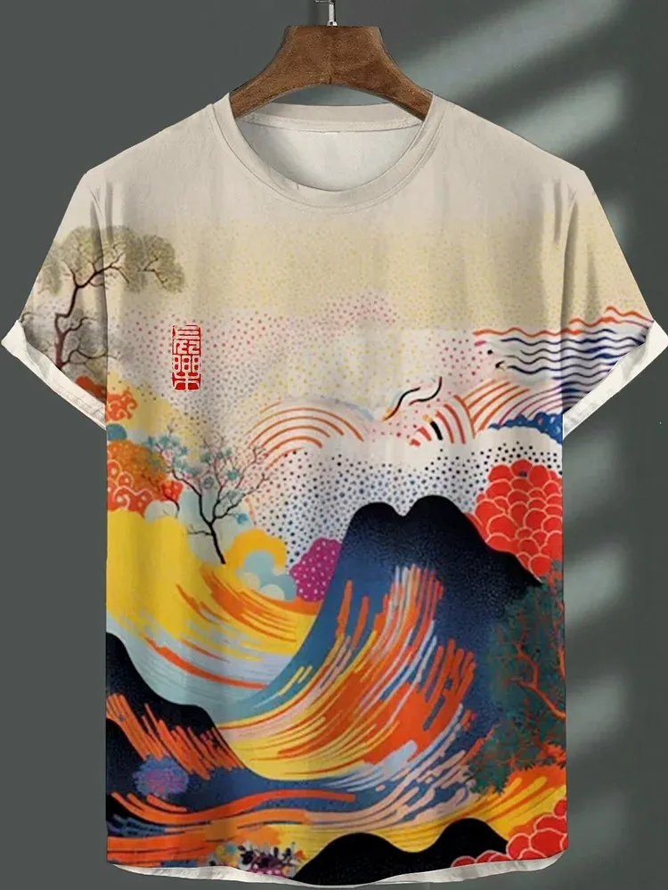 Men's Japanese Ukiyo-E Printed T Shirts Short Sleeved Tees Tops 3D Print O-Neck Shirt Summer Casual Men's Clothing Apparel image 2