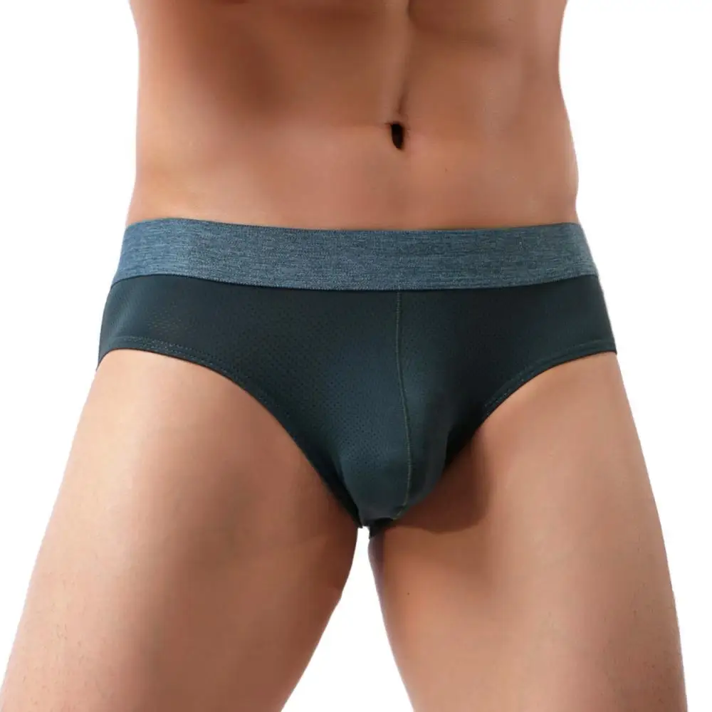 Men\'s Underwear Sexy Briefs Soft Breathable Mesh Underpants Shorts Elastic Panties Brief for Man