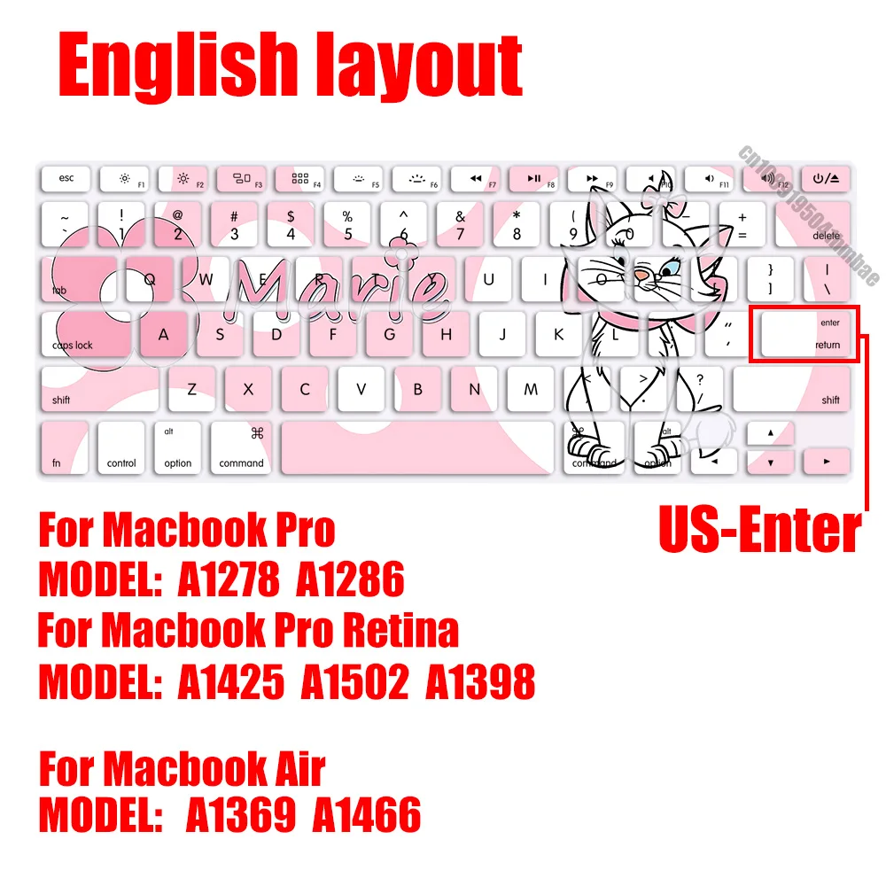 Mary Aristocats US Layout Soft Silicone Keyboard Cover for Macbook pro A1278  A1286 Retina A1425  A1502  A1398 Air A1369  A1466