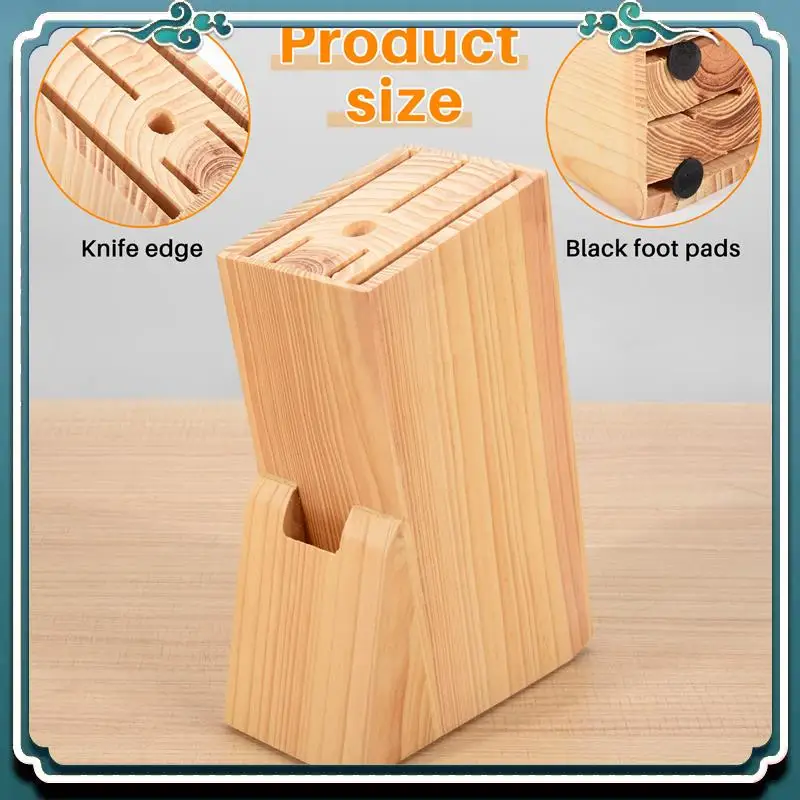 Kitchen Wood Knife Holder Bamboo Knife Block Stand Storage Shelf Rack Storage Box Organizer Kitchen Tool Accessories Limited Tim