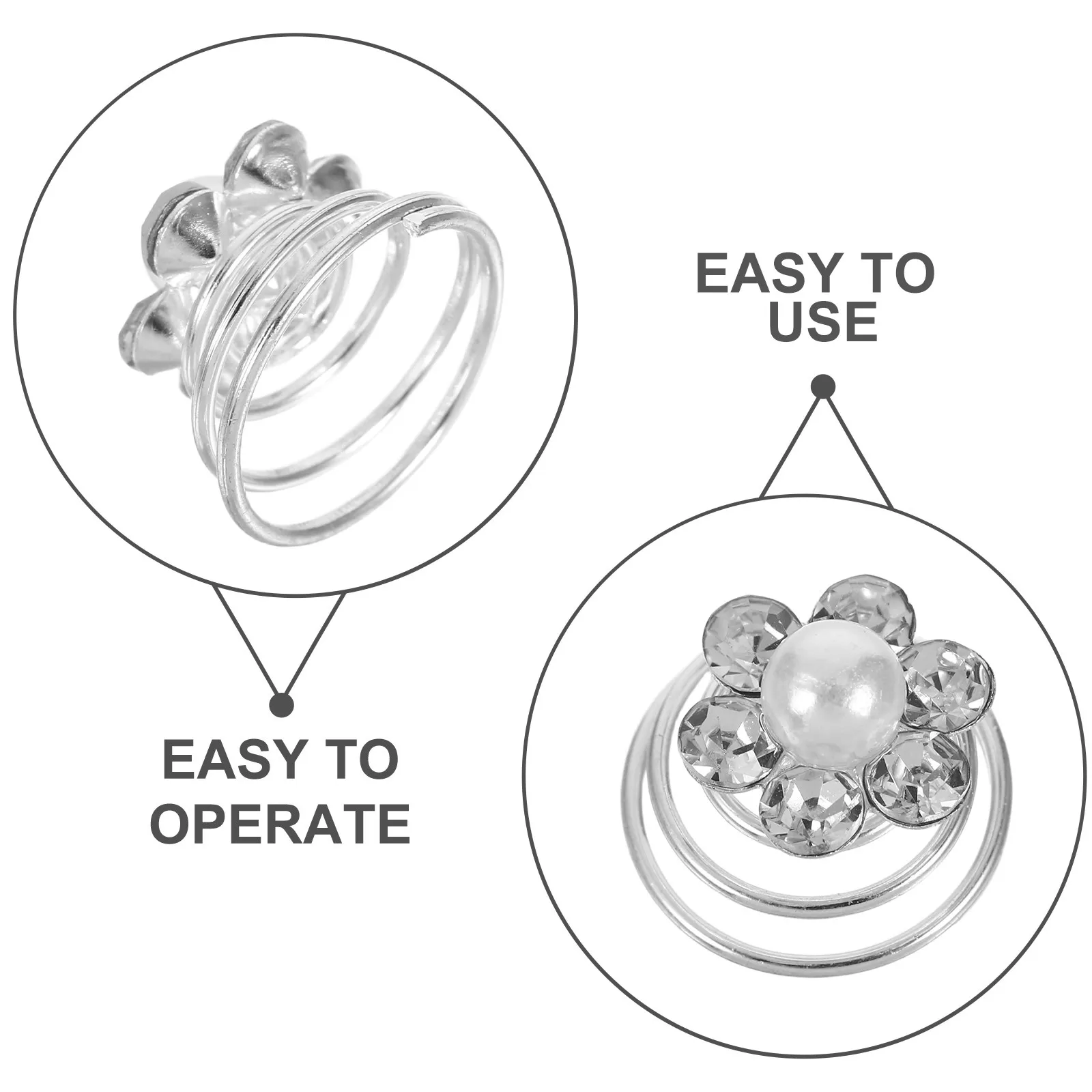 60Pcs Rhinestone Spiral Hairpins Pearl Coil Hair Clip Bridal Wedding Bridesmaids Party Hair Twist Accessories Spring Hairclip