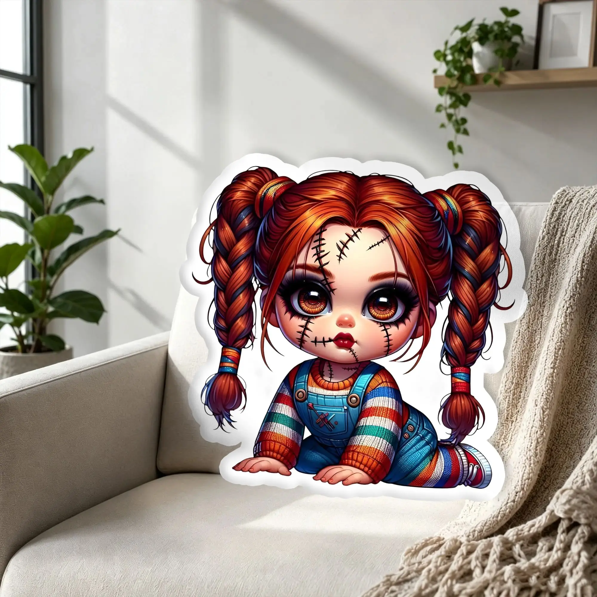 Custom B-Brides of Chuckys Pillow Cushion Double Sided Horror Movie Cushions for Bedroom Bed Sofa Personalized Plush Pillows