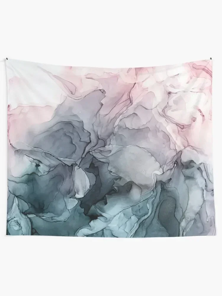 

Blush and Payne's Grey Flowing Abstract Painting Tapestry Decorative Wall Mural Bedroom Organization And Decoration Tapestry