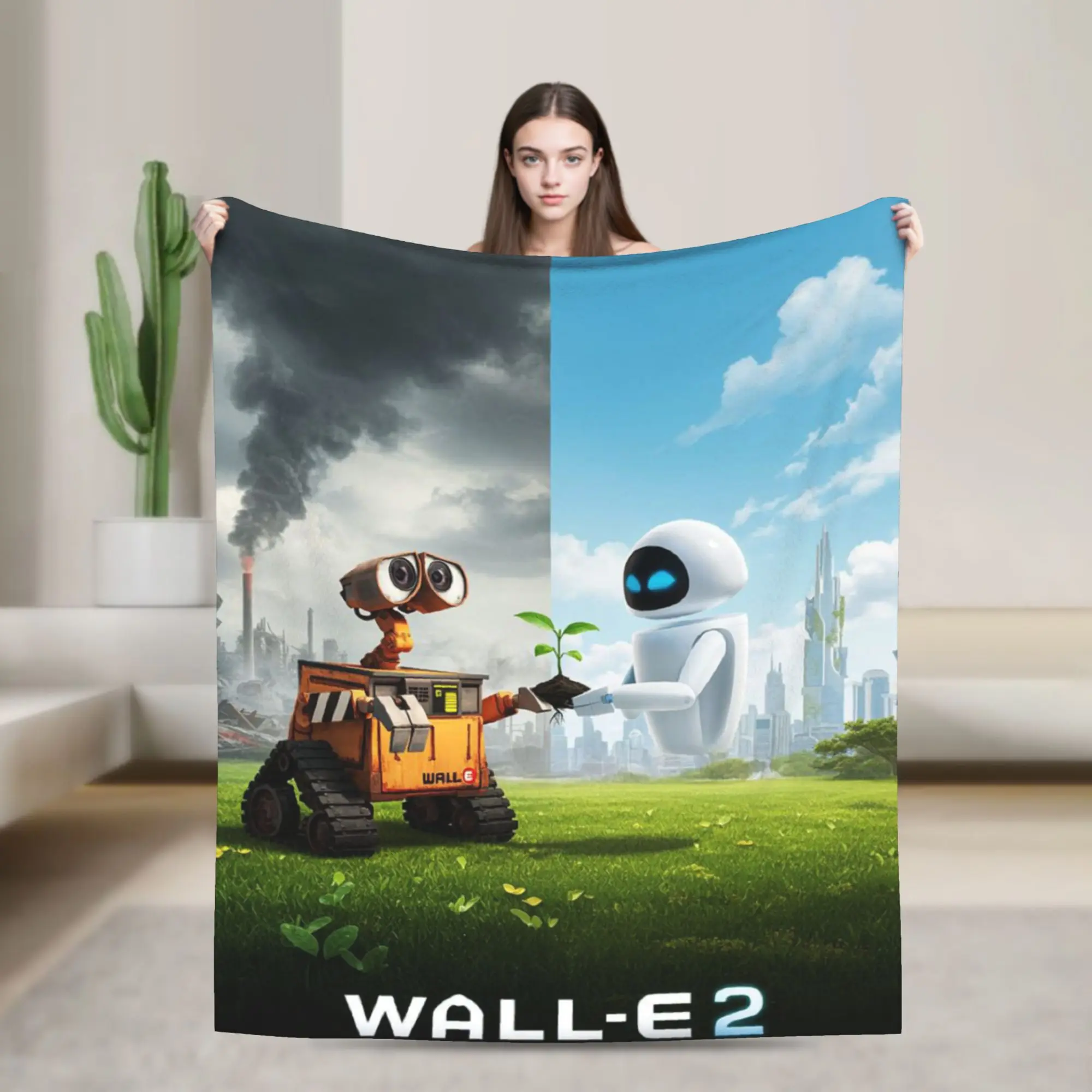 

WALL-E Robot Cartoon Movie Throw Blanket for Couch Soft Fuzzy Plush Blanket 50x60 Inch Multiple Sizes Bedspread for All Seasons