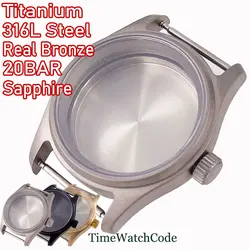36-mm-Pilot-Taucheruhrengehäuse aus Titan oder 316L-Stahl, passend für NH35 NH36 PT5000 ETA2824, Saphirglas, 200 m wasserdichte Schraubkrone