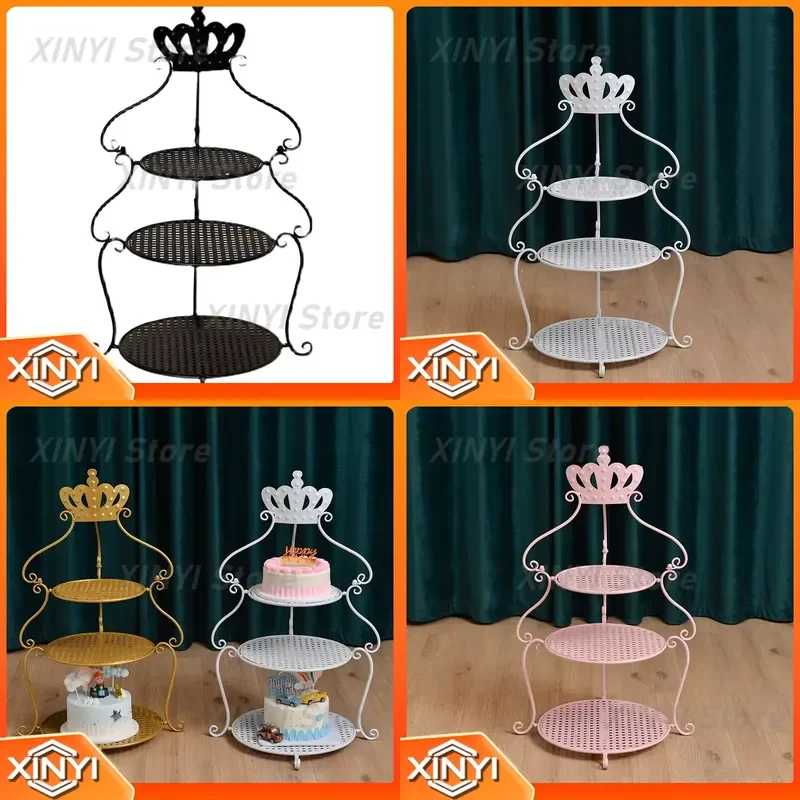 for Crown wrought iron cake stand for wedding birthday dessert display multi-layer cake shelf creative serving tray party