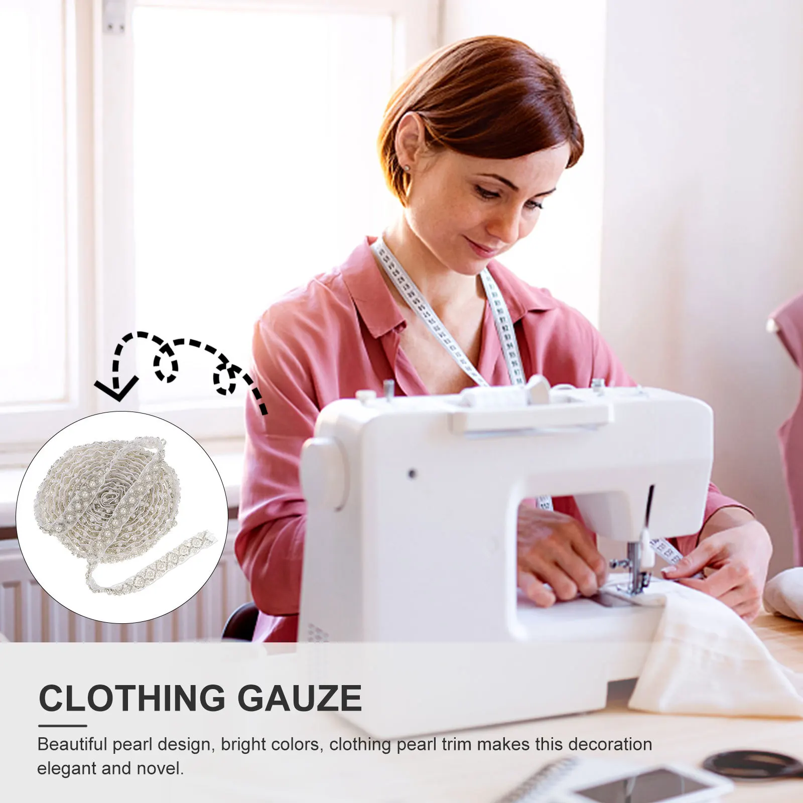 

Pearl Gauze Trim Delicate Rhinestone Decorative Band For Diy Craft Clothing Curtain Scarf Belt Skirt Handicraft Sewing