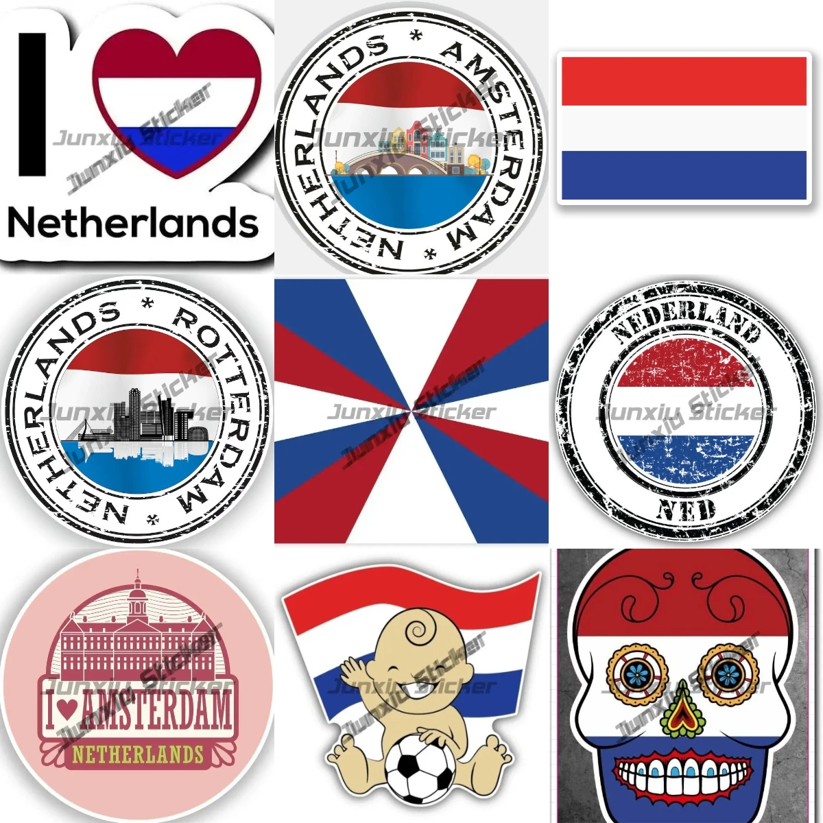 

Dutch Coat of Arms Sticker Rotterdam Amsterdam Netherlands Windmill Kingdom Flag Weatherproof Decal Cover Scratches Decoration