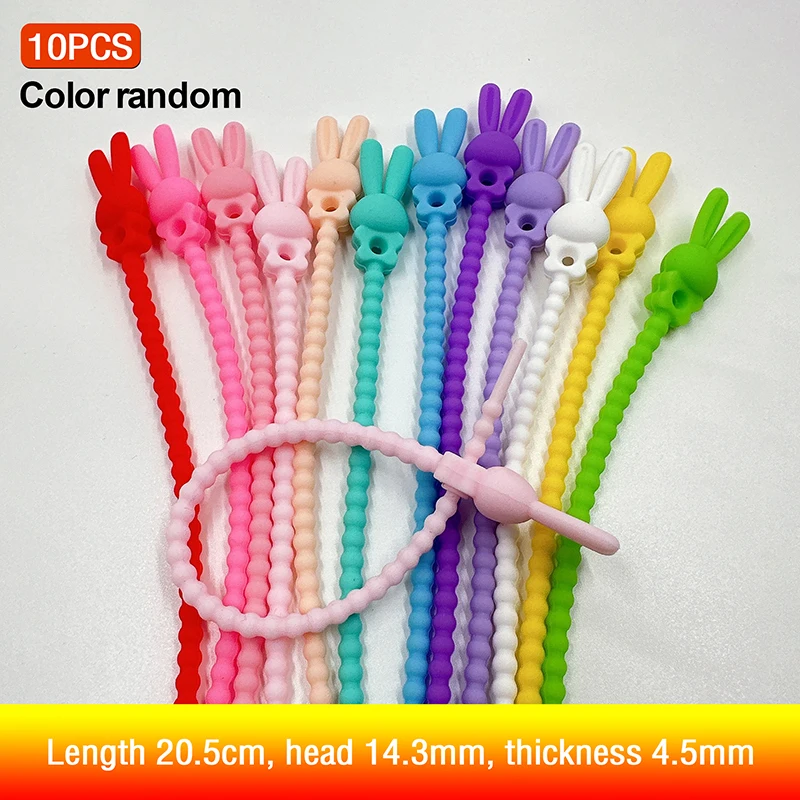 

10Pcs Pengikat Kabel Cable Kabel Ties Cord Holder Gradient Color Flower Star Silicone Cable Organizer DIY Keychain Accessories
