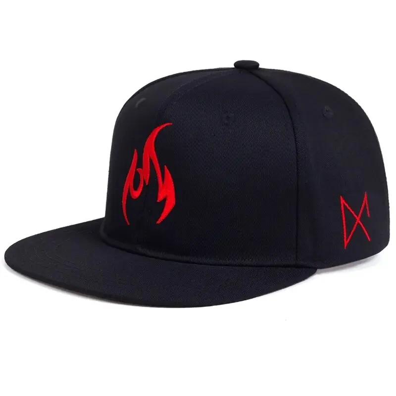 Unisex Flame Embroidery Hip-hop Hats Outdoor Adjustable Casual Baseball Caps Sunscreen Hat