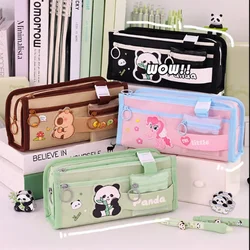 Large Capacity Pencil Case for Students Cute Panda Capybara Pen Bag Multi-Pocket Oxford Fabric Stationery Organizer Pencil Pouch
