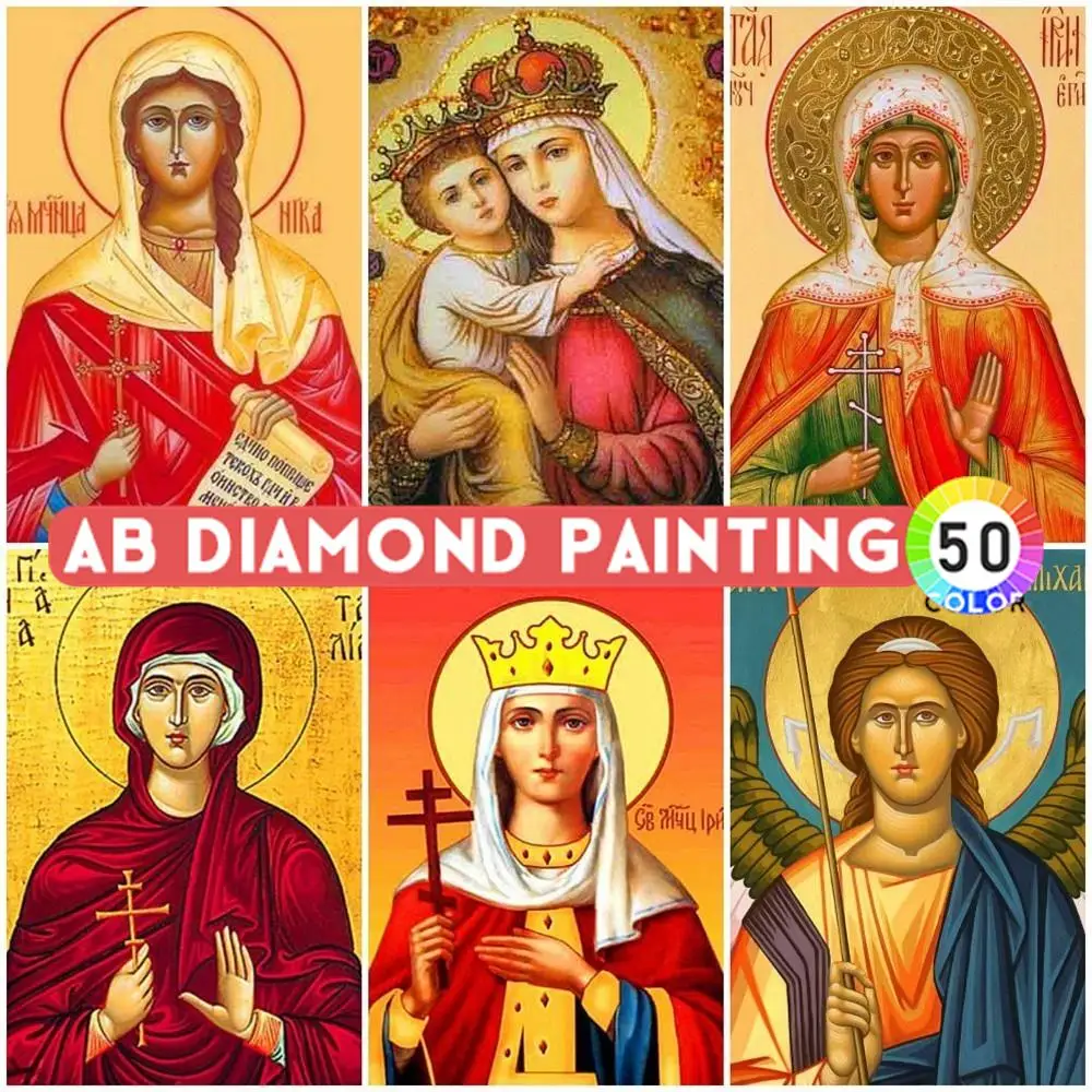 AB Drills Diamond Painting With Stones Religion Mosaic Display Icons Rhinestones Pictures Mosaic Wall Stickers Art Kit