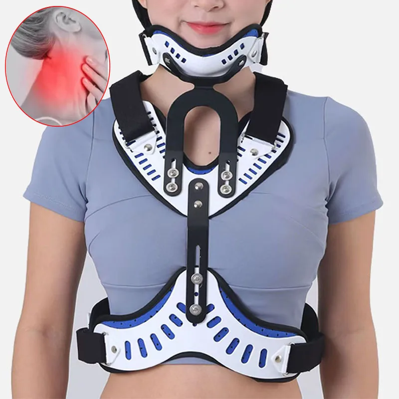 Medical Cervical Thoracic Orthosis Head Neck Chest Fixed Brace Traction Support Brace Spine Stretching Adjuatable Corrector