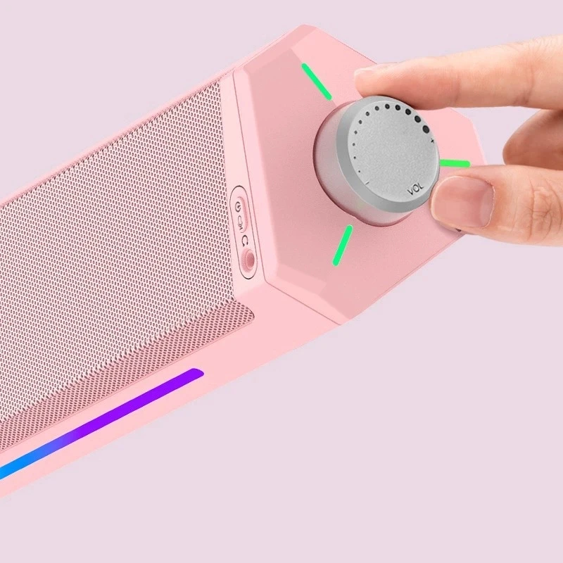 

Звуковая панель Bluetooth, простой дизайн, компьютерный игровой динамик, стерео окружающая среда с RGB-подсветкой и независимыми ручками