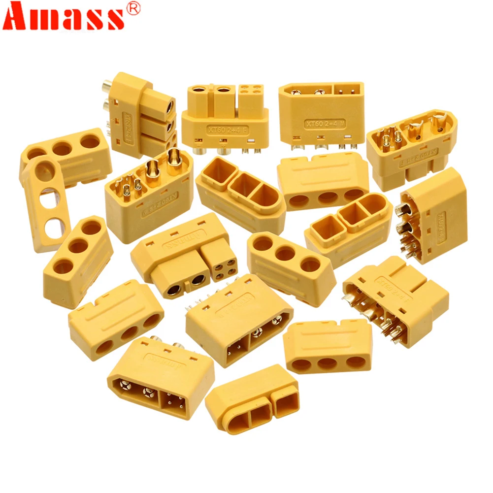 Amass XT60 (2+4) Male Female Connector Plug with Signal Pin and Sheath Solder Wire Accessories XT60 (2+4) F/M Plug