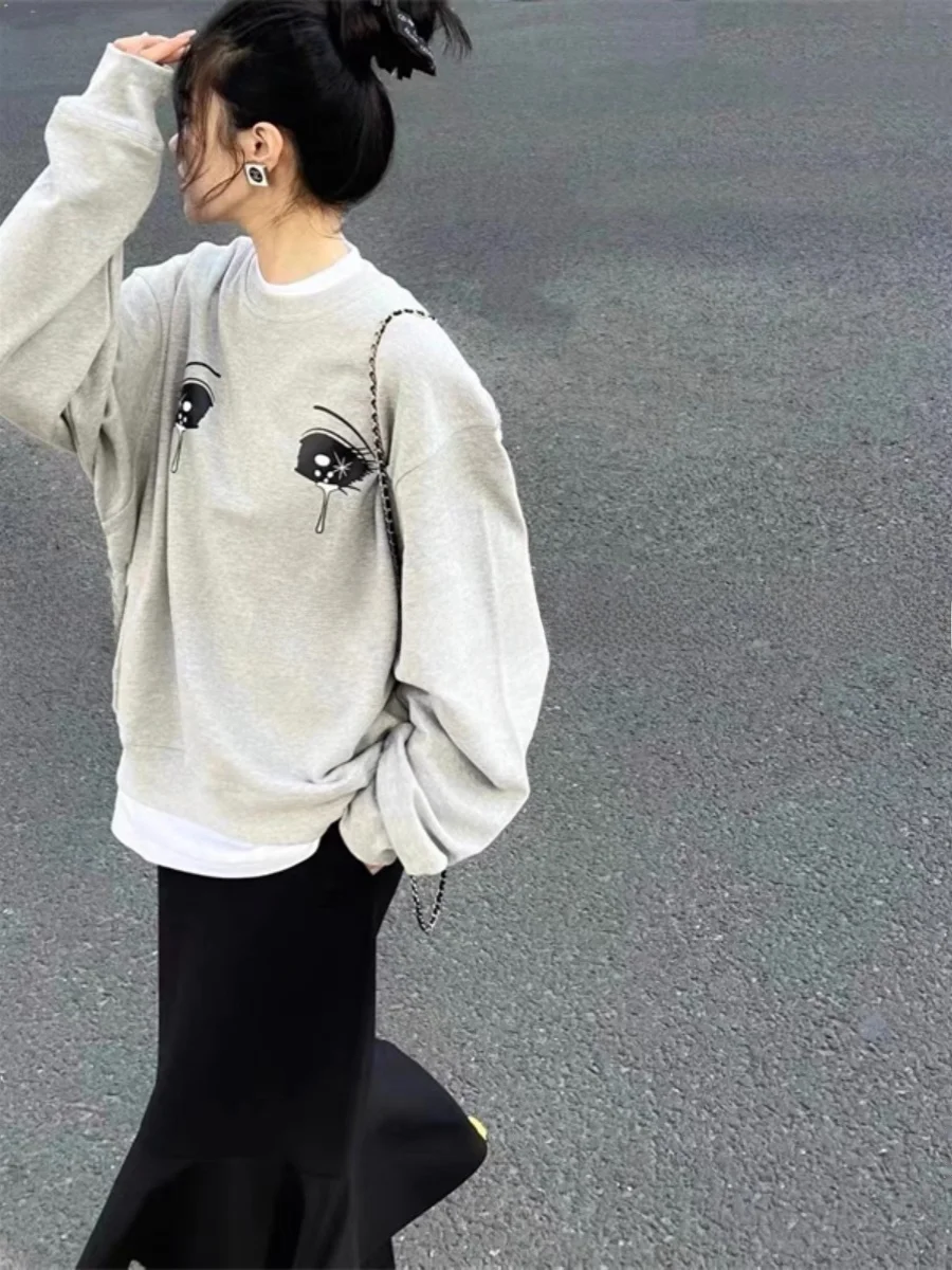 

Весенняя новинка: Свободный свитшот с длинным рукавом и юбка-карандаш с принтом в корейском стиле для женщин