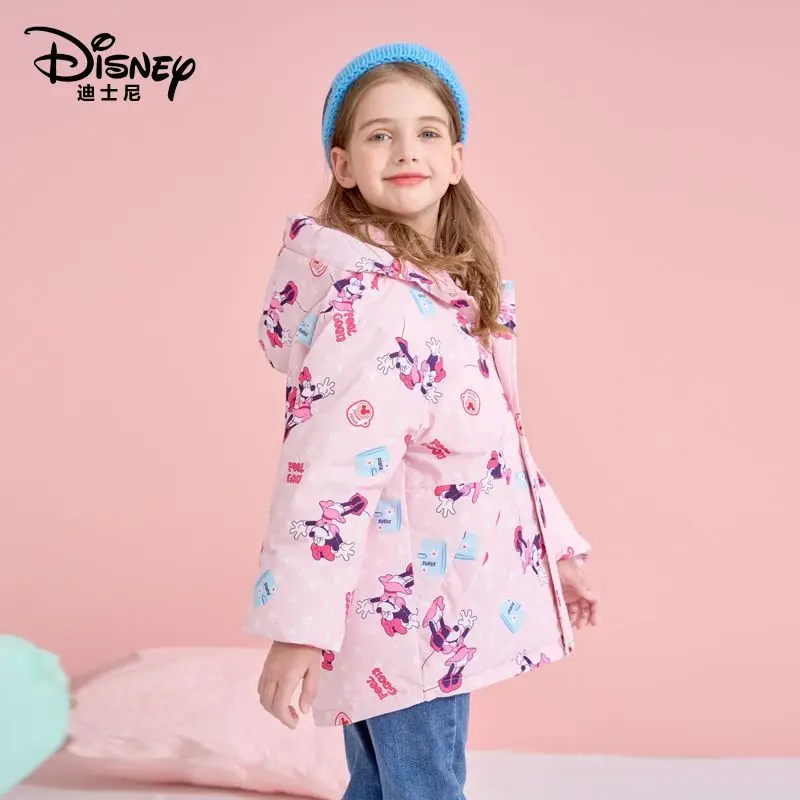 New Autumn and Winter Minnie Full Print Down Jacket Disney Children's Short Thickened Warm White Duck Down Casual Winter Jacket