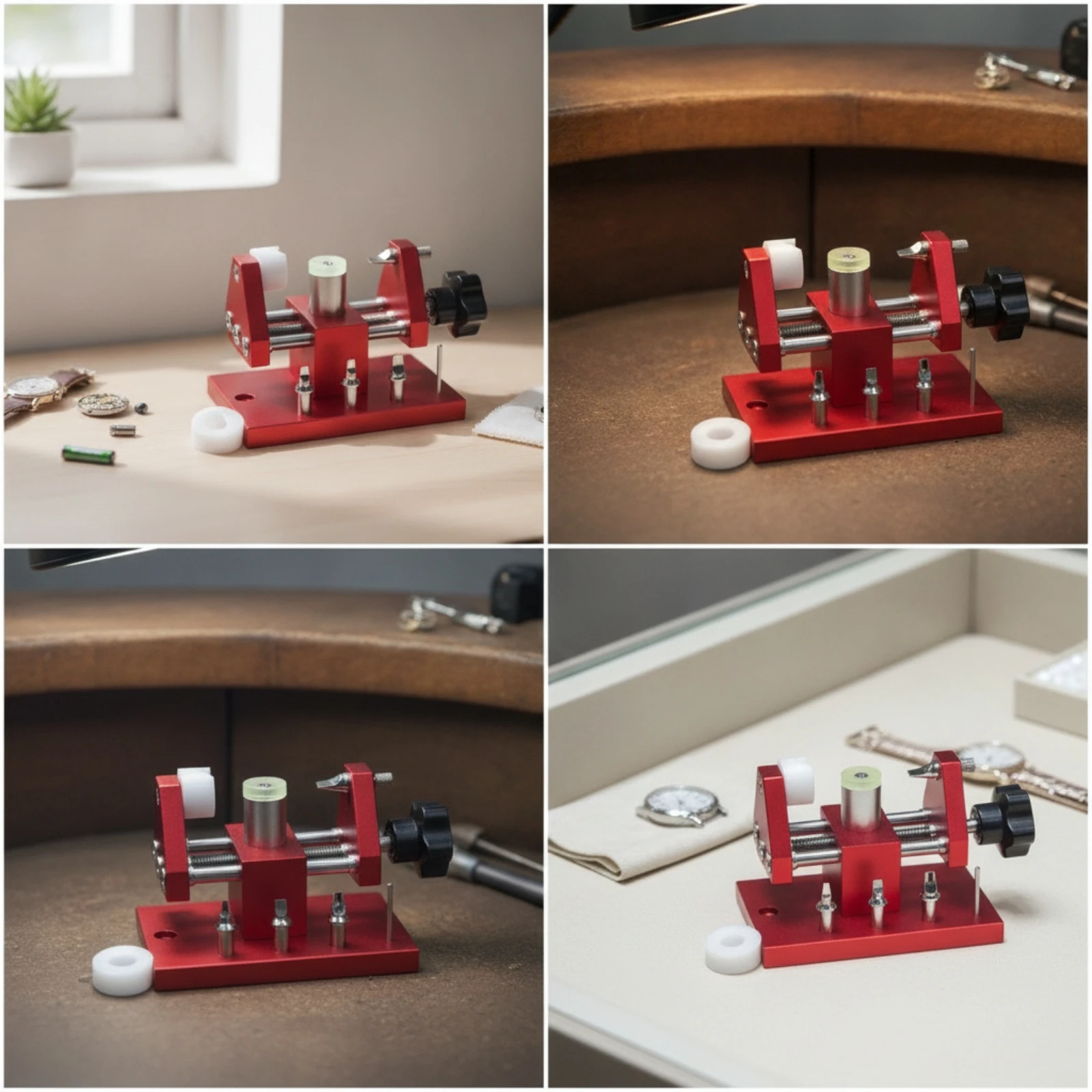 Watch Case Opener Bench-Style Watch Back Case Opener Adjustable Anodized for Watchmakers, Battery Replacement, Workshop