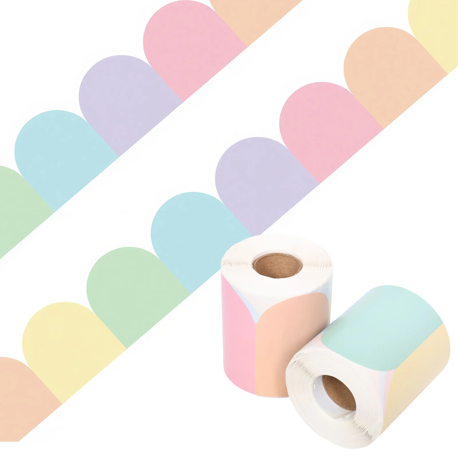 2 Rolls Pastel Bulletin Board Trim Scalloped Poster Border Sticker DIY Wavy Edge Border Trim Roll Wall Decor for Classroom Party