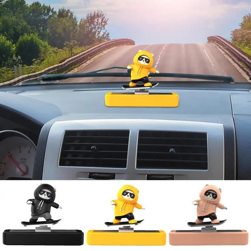 Temporary Parking Car Ornament Skateboard Bear Sliding Bear Creative Car Cartoon Interior Decor Card Cute Skating Bear Decor