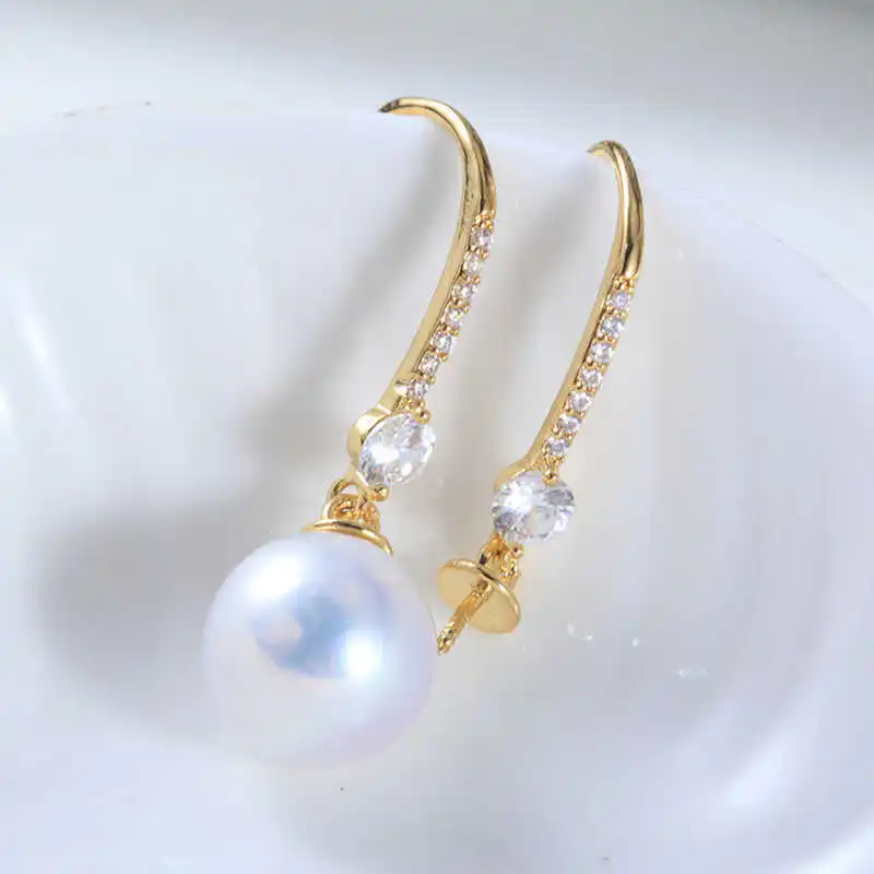 

4 шт. E209, позолоченные медные основы для серег-гвоздиков с жемчугом, фурнитура для изготовления ювелирных изделий, аксессуары для DIY-украшений