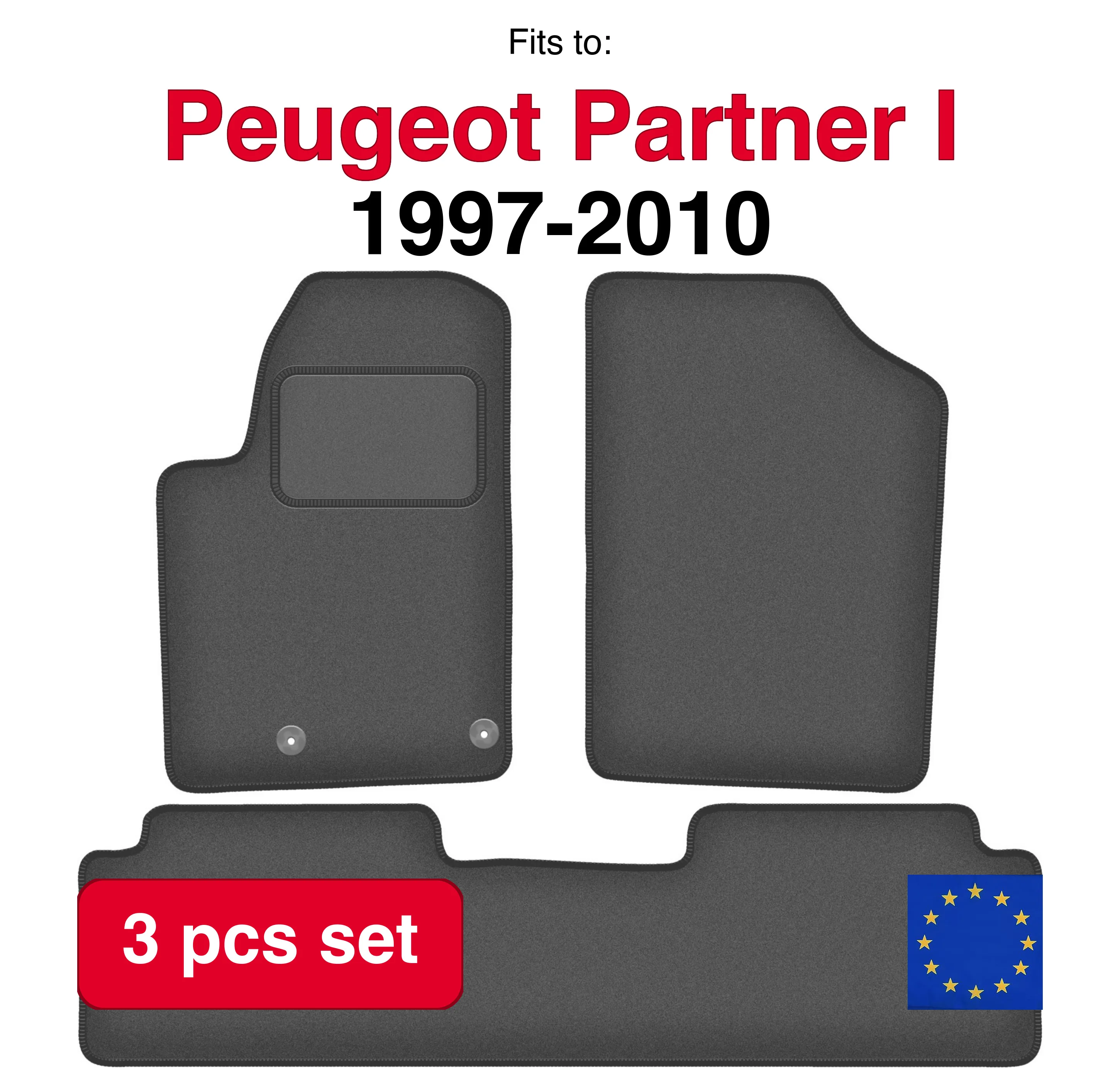 Tapis de voiture en velours pour citroën Berlingo I kombivan, Multispace (1996 – 2010), graphite (3 pièces)