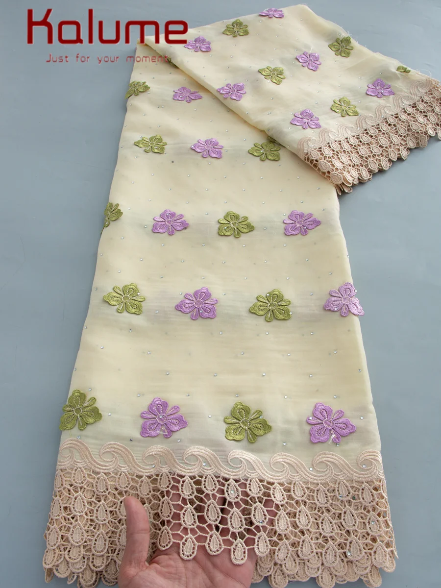 

Ткань Kalume 3D с вышивкой, хлопковое кружево, мягкая, дышащая, высококачественная, африканская кружевная ткань 2026 года, 5 ярдов для шитья своими руками, домашнего текстиля