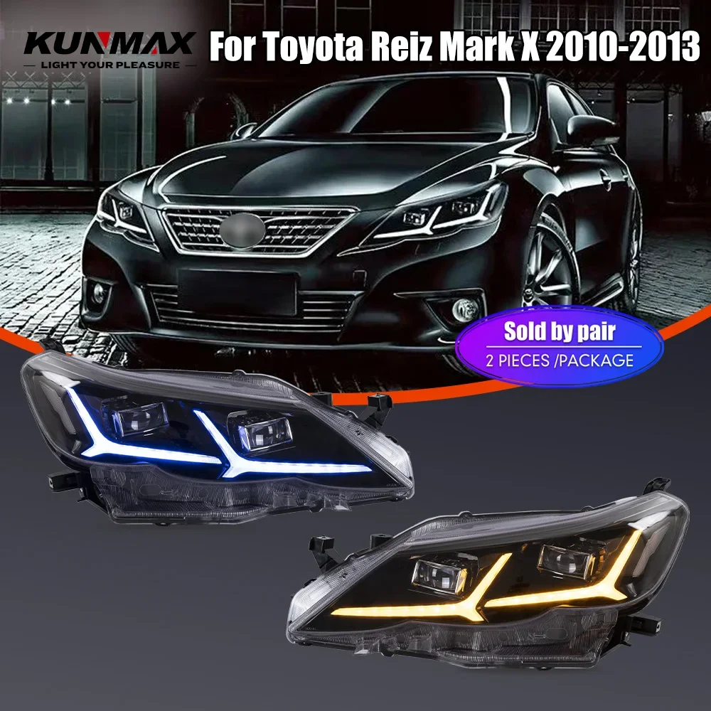 

Пара светодиодных автомобильных фар в сборе для TOYOTA REIZ 2010-2013, передняя фара DRL, указатель поворота, фары Plug and Play