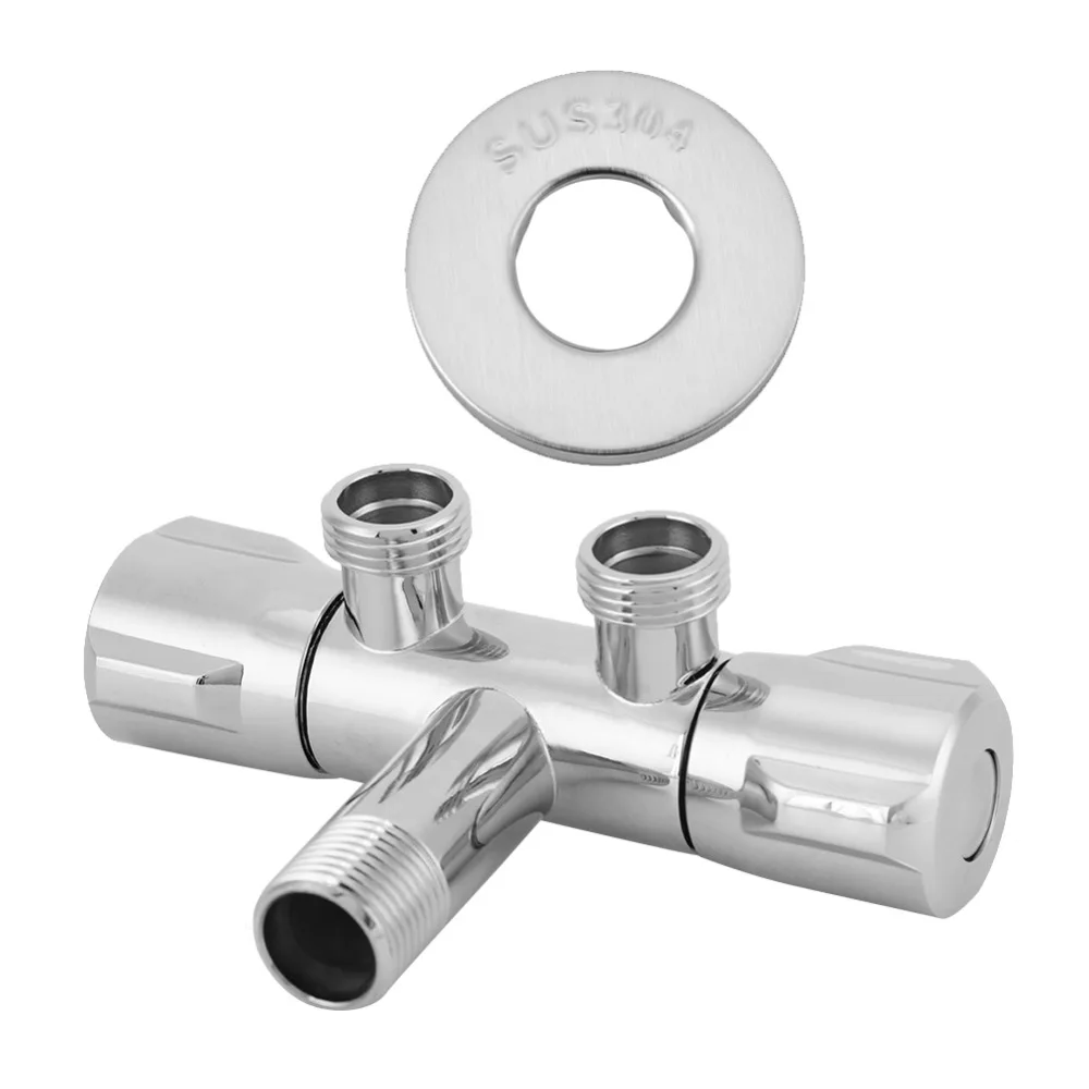 Copper Outlet Angle Valve G1/2 Thread Silver Toilet Bidet Valve Double Control Durable Angle Stop Valve Bathroom Fixtures