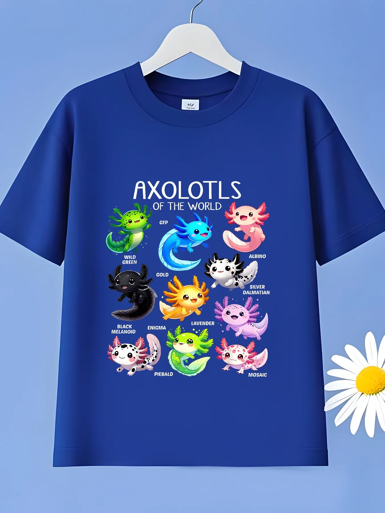 Kids T Shirt Axolotls Of The World Cute Amphibian Graphic Boys Girls Short Sleeve Tee Colorful Salamander Casual Summer Top Gift