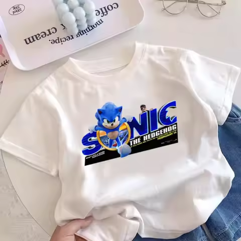 Sonic Sonic Children's Clothes Half Sleeve 2025 New Summer Baby 100% Cotton T-shirt Boys and Girls Short-sleeved Tops