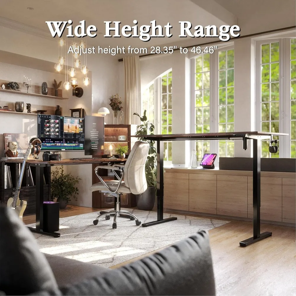 

Электрический стол, стол с регулируемой высотой 63 x 28 дюймов, эргономичный стол для домашнего офиса, сидячий стол