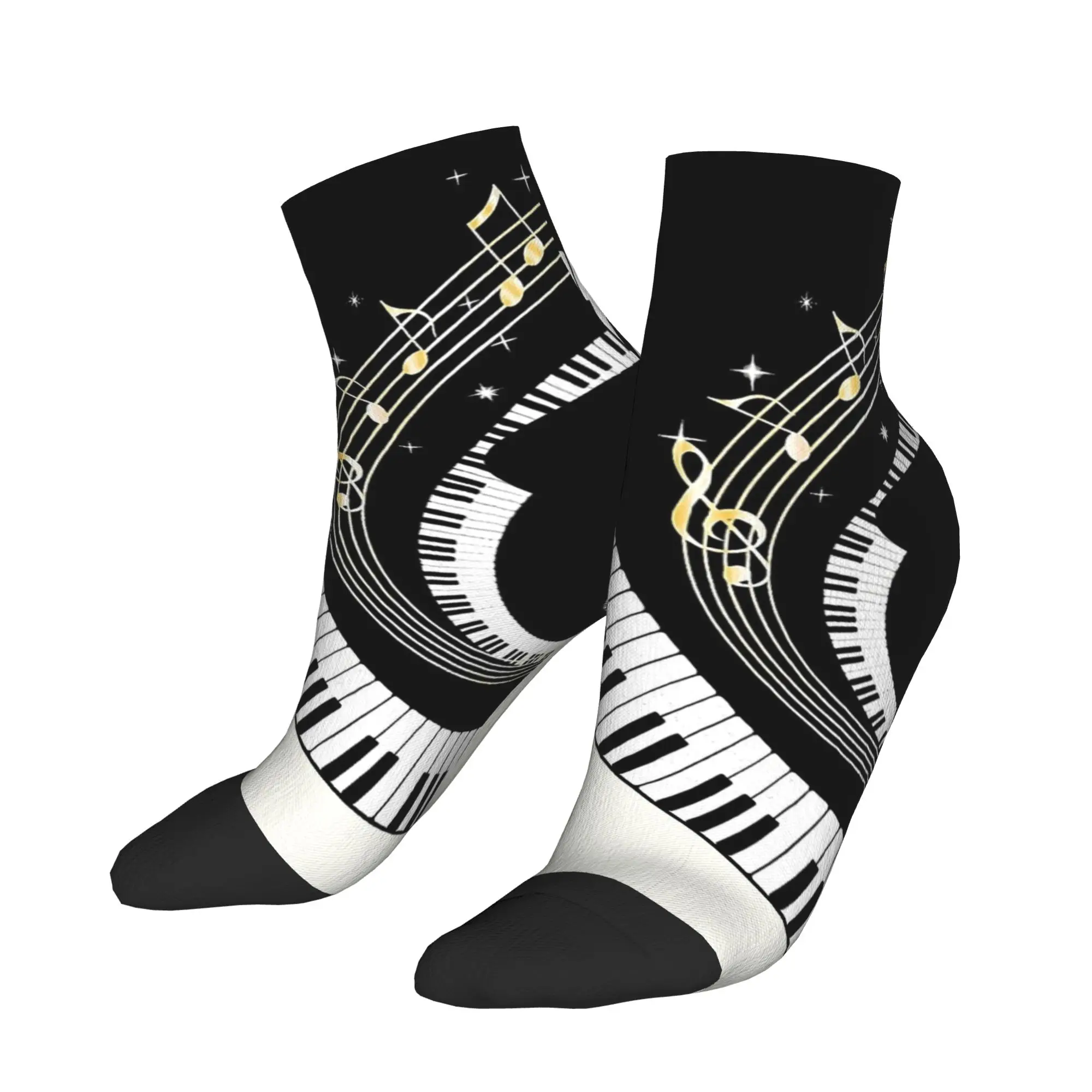 الكاحل الجوارب للنساء الرجال النوتات الموسيقية البيانو لوحة المفاتيح الفن الجوارب غير رسمية مخصصة عدم الانزلاق لينة الخريف مضحك الرياضة في الهواء الطلق جورب #1