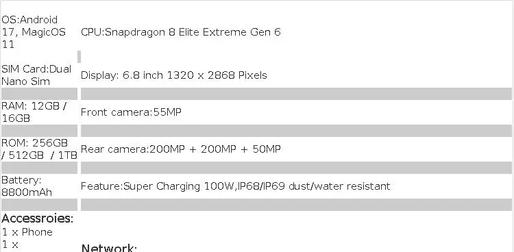 Original HONOR Magic 9 Pro Max 5G Mobile Phone 6.8" Screen Snapdragon 8 Elite Extreme Gen 6 Cam 200MP Battery 8800mAh Samrtphone