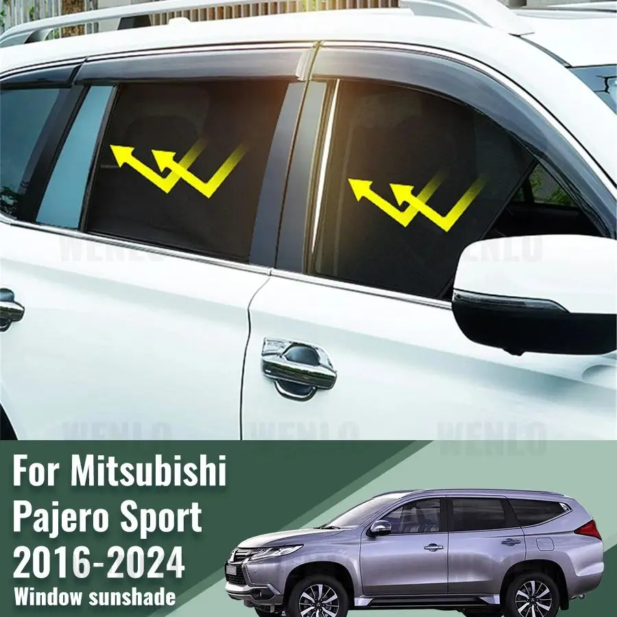 

For Mitsubishi Pajero Sport 2016-2024 Magnetic Car Sunshade Shield Front Windshield Frame Curtain Rear Side Window Sun Shade