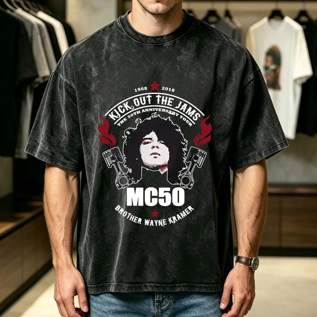 washed T Shirt Cotton MC5 Kick Out The Jams 50th Anniversary Tour vintage Washed streetwear Soft Versatile Stylish homme